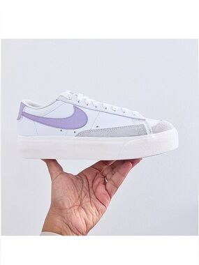 Nike Blazer Low Platform White and purple women’s sneakers
